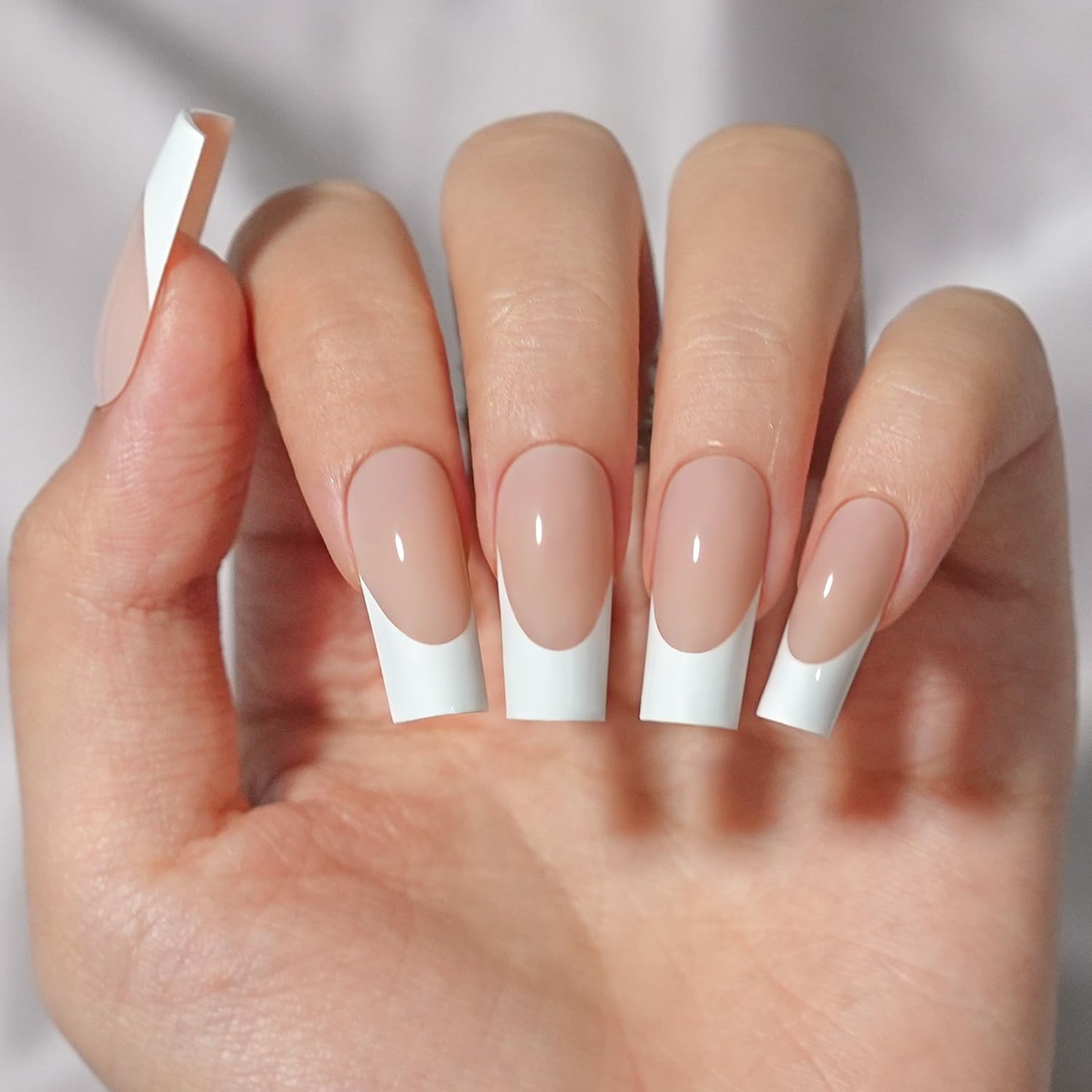 French Gel Nail Tips - Jofay Fashion French Tip Press on Nails 10-Piece Set 320Pcs, 3 in 1 Nude long Square Nail Tips, No Need to File Acrylic Fake Nails for Nail Art DIY & Nail Extension, 16 Sizes-Velvo Beauty