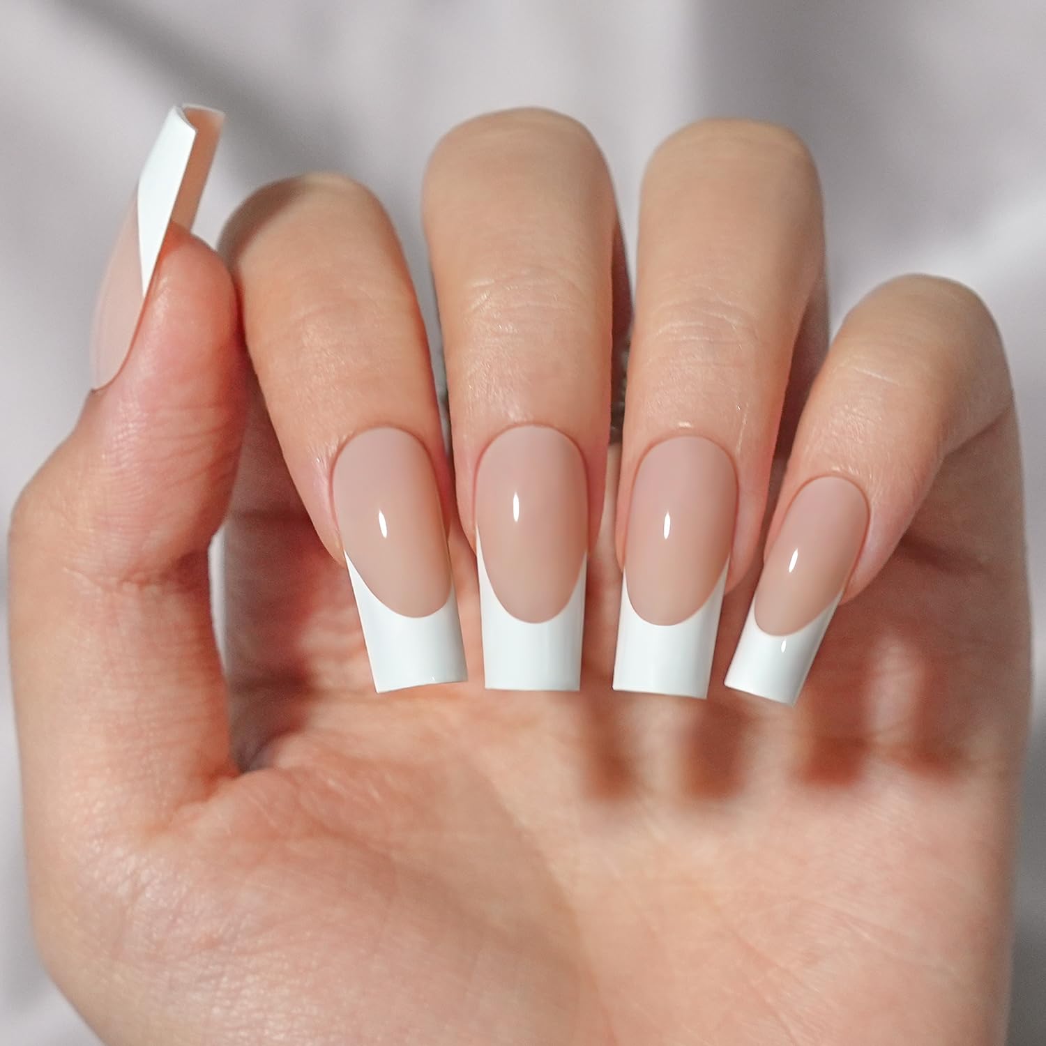 French Gel Nail Tips - Jofay Fashion French Tip Press on Nails 10-Piece Set 320Pcs, 3 in 1 Nude long Square Nail Tips, No Need to File Acrylic Fake Nails for Nail Art DIY & Nail Extension, 16 Sizes-Velvo Beauty