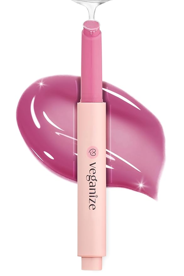 Veganize Collagen Lip Glass Balm | Hydrating Lip Balm in 9 Vibrant Colors | Moisturizing Lip Care Infused with Collagen Jelly Magic | No Animal Trial Lip Balm 0.06 oz (No. 7 Pale Petal)-Velvo Beauty