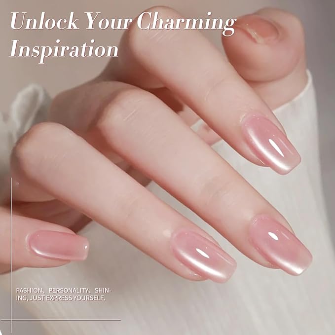 Born Pretty Pastel Magnetic Gel Nail Polish,Water Light Cat Magnetic Eye Gel Jelly Glass Crystal Nail Polish Glitter Shimmer Auroras Magnetic Gel Nail Art Manicure Kit 6PCS-Velvo Beauty