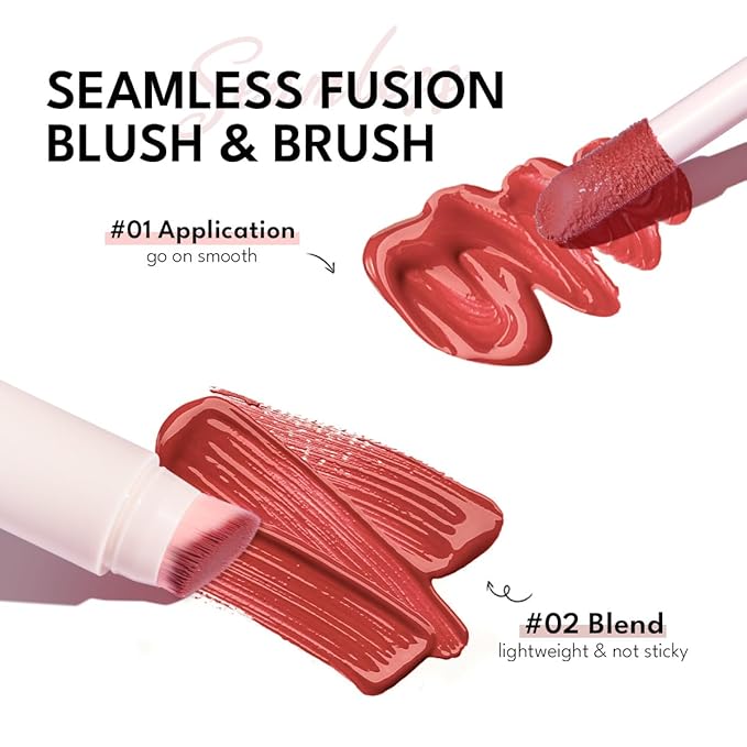 Liquid Cream Blush Stick Makeup for Cheeks | Build-in Brush - Application & Blending in One #L003-Velvo Beauty