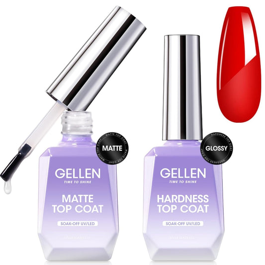 GELLEN Gel Top Coat, 18ml Matte Top Coat Gel & Glossy Top Coat Nail Polish Anti-scratch, Soak Off UV, No Wipe Clear Nail Polish, Super Glossy, DIY at Home Manicure Gifts-Velvo Beauty