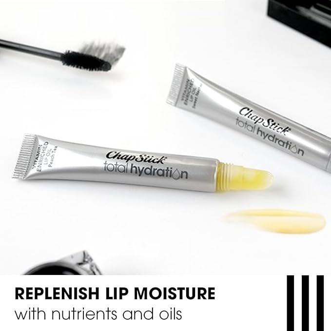 ChapStick Total Hydration Sweet Nectar Flavor Vitamin Enriched Lip Oil, Non Tinted Lip Care - 0.23 Oz-Velvo Beauty