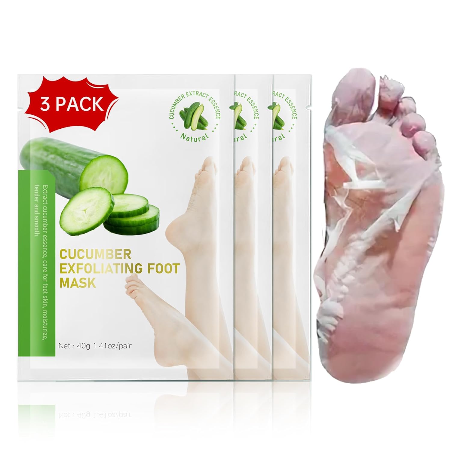 Foot Peeling Mask, Natural Exfoliating Foot Mask, Dead Skin Callus Remover Repair Heels, Hydrating Foot Care for Dry Cracked Feet（3 PacK）-Velvo Beauty