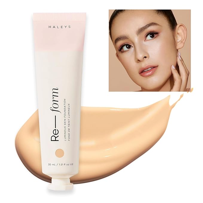HALEYS Re-form Luminous Skin Foundation, VEGAN + CRUELTY-FREE, Blurs, Conceals, Blendable, Buildable Med-to-Full Coverage, Weightless, Oil-free, All-Day Wear, Hyaluronic Acid, All skin types (2.25)-Velvo Beauty