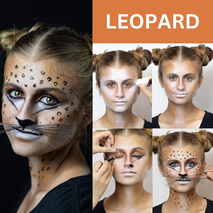 Mehron Makeup Premium Character Kits| Makeup Kits for Halloween & Cosplay| Made in the USA | Complete Makeup Kit | Includes all Makeup, Tools, & Instructions on How to Create the Look | (Feline/Cat)-Velvo Beauty