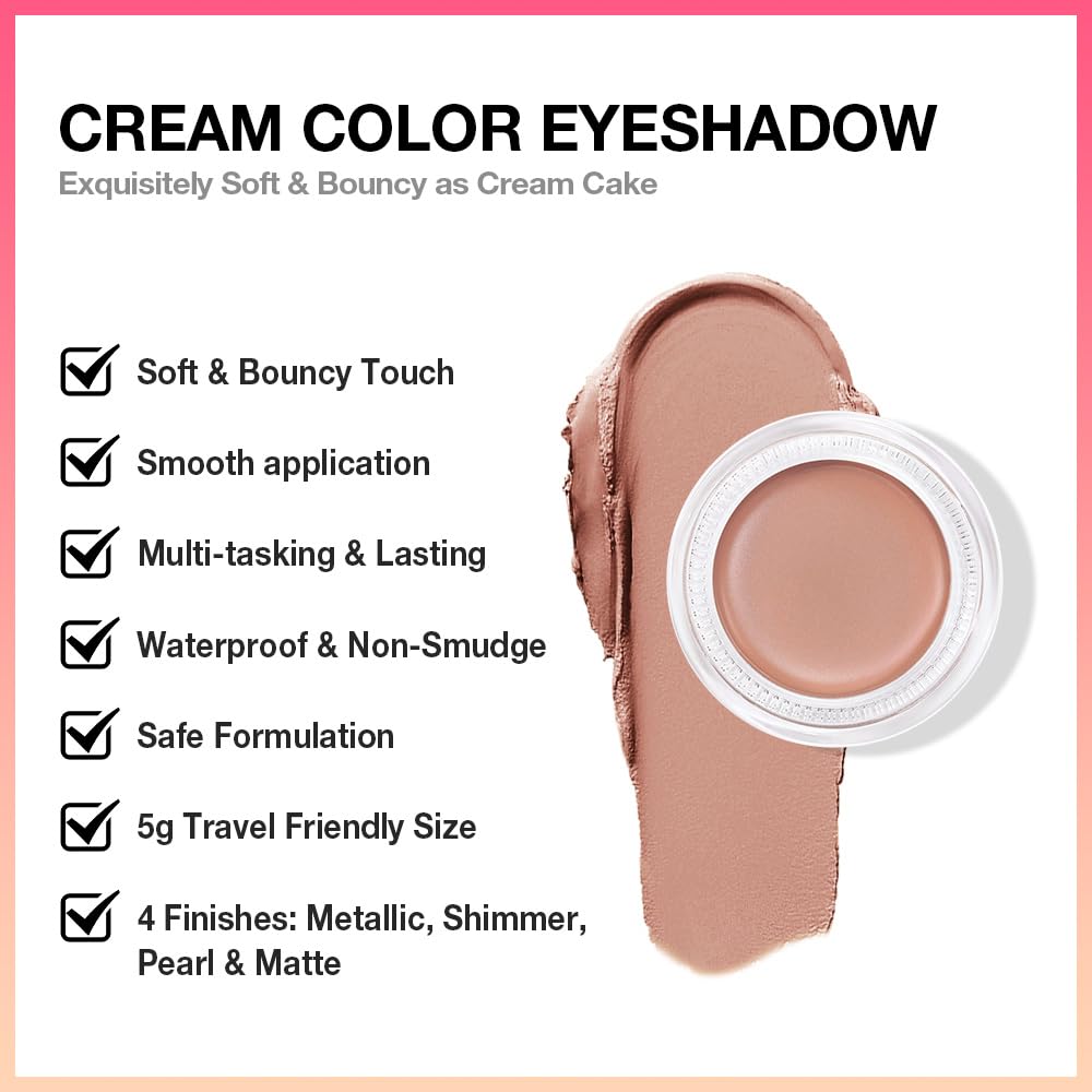 Kaely Single Cream Eyeshadow Pot, Nude Brown Matte Eye Shadow for Older Women High Pigmented Waterproof, Natural Eyeshadow Palette Makeup Brightener, sombras en crema para ojos, Blendable, R03-Velvo Beauty