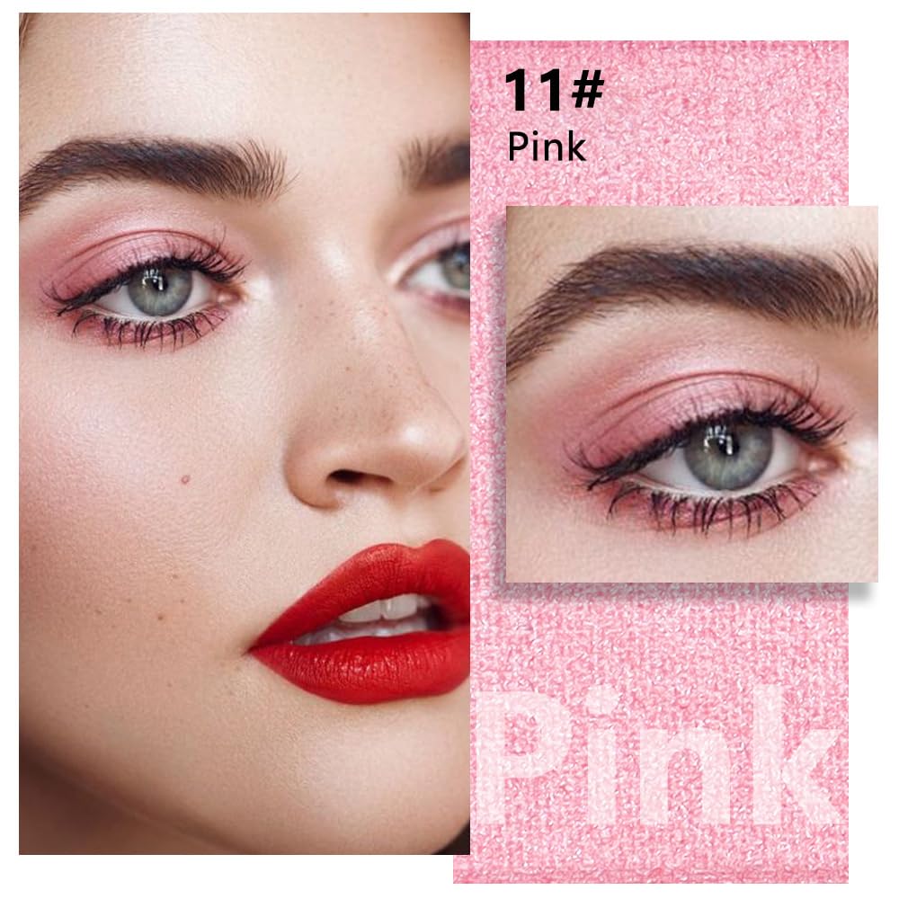 Shimmer Singe Eye Shadow Palette Makeup, Pink Sparkle Shimmer Monochrome Eyeshadow For Old Women, Mini Pressed Pigmented Waterproof Sombras Para Ojos, Vegan, Talc, Paraben & Cruelty Free, 11-Velvo Beauty
