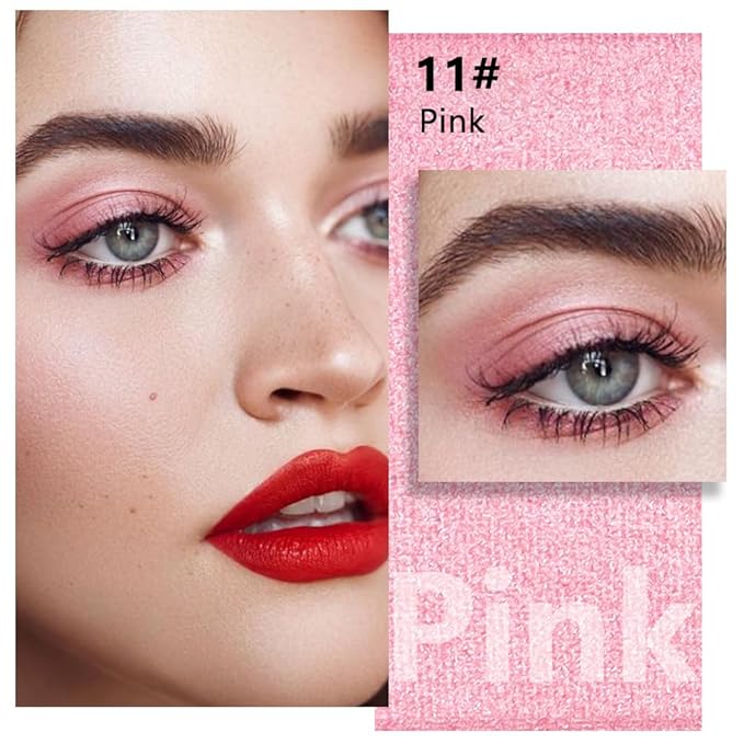 evpct Pink Single Eyeshadow Palette, Bright Light Pink Rose Glitter Shimmer Sparkle Cream Eye Shadow Palette Makeup for Older Women, High Pigment Waterproof Monochrome Mini Eyeshadow Makeup Products-Velvo Beauty
