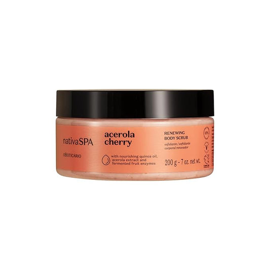 Nativa SPA by O Boticario Acerola Cherry Renewing Body Scrub, Gentle Exfoliation for Smooth, Radiant Skin, 7.05 Ounce (200g)-Velvo Beauty
