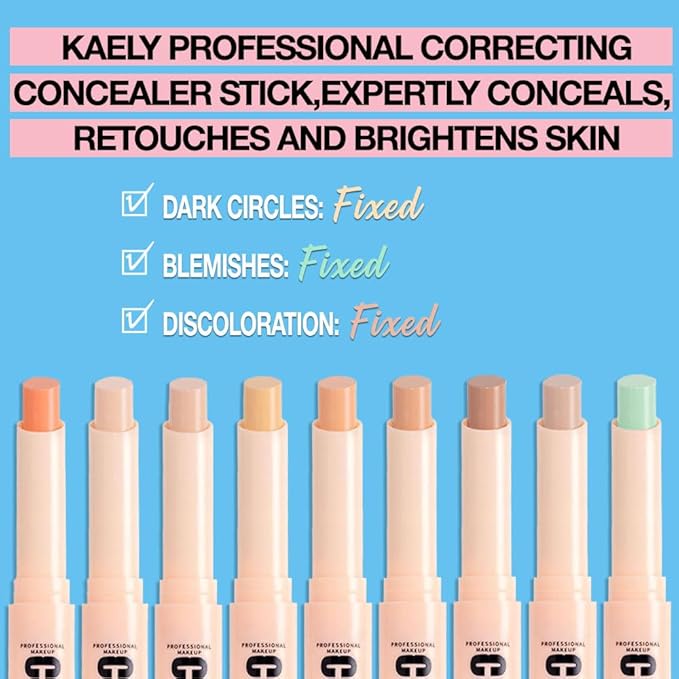 Kaely 2Pcs PROFESSIONAL MAKEUP Correcting Concealer Stick,Medium Coverage Concealer Crayon,under Eye Brightener Concealer for Dark Circles,corrector de ojeras,Lightweight,Vegan,05 HONEY PINK-Velvo Beauty
