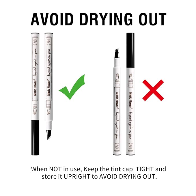 Music Flower Eyebrow Pencil, Liquid Eyebrow pen, Smudgeproof Long Lasting Fine Sketch Brow Pen with Micro-Fork Tip,Waterproof Microblading Pen-Black-Velvo Beauty