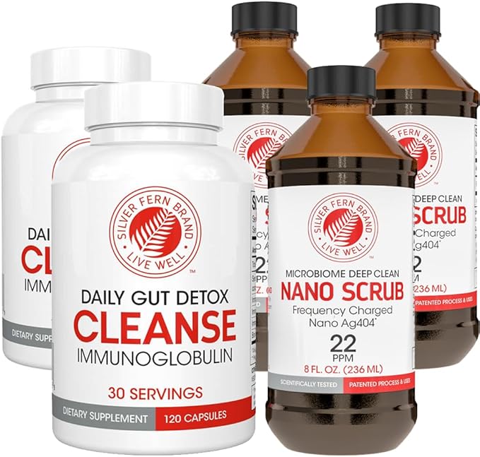 Silver Fern Brand Ultimate Clean-Up Kit - Moderate to Severe Issues - Cleanse Capsules & Nano Scrub Liquid, I Kit, 30 Day Supply, No Gluten, No Dairy, Made in USA-Velvo Beauty