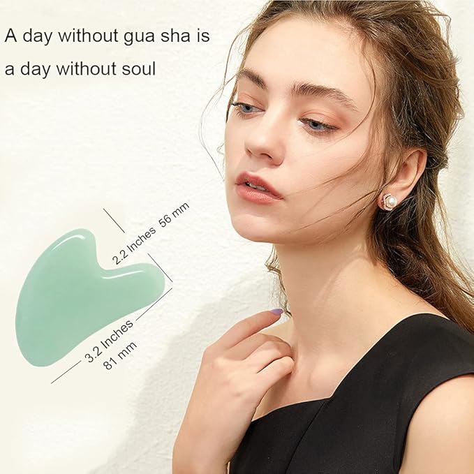 Ditind Gua Sha, Jade Stone Gua Sha Massage Tool, Guasha Tool for Face and Body Skin Massage. Gua Sha Set for Toxins Prevents Wrinkles for SPA Acupuncture, Therapy Trigger Point Treatment.-Velvo Beauty