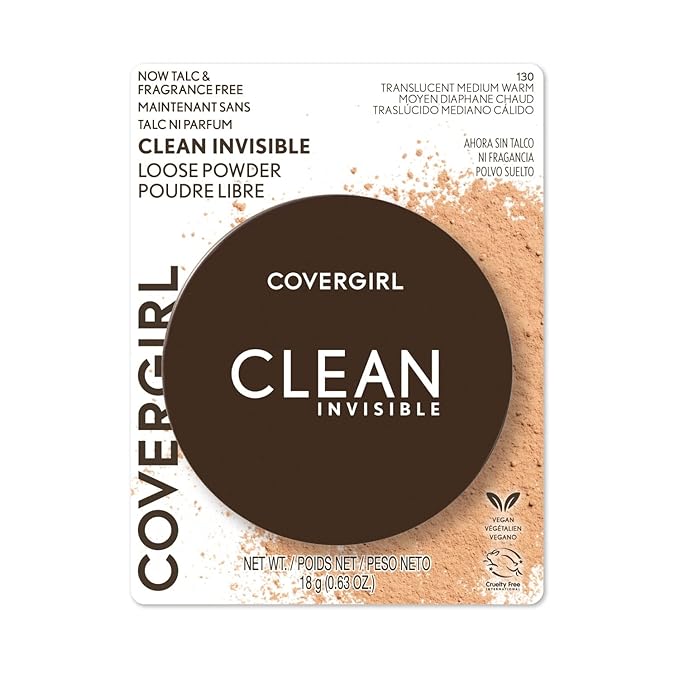 COVERGIRL Clean Invisible Loose Powder - Loose Powder, Setting Powder, Vegan Formula - Translucent Medium Warm, 18 g (0.63 OZ)-Velvo Beauty
