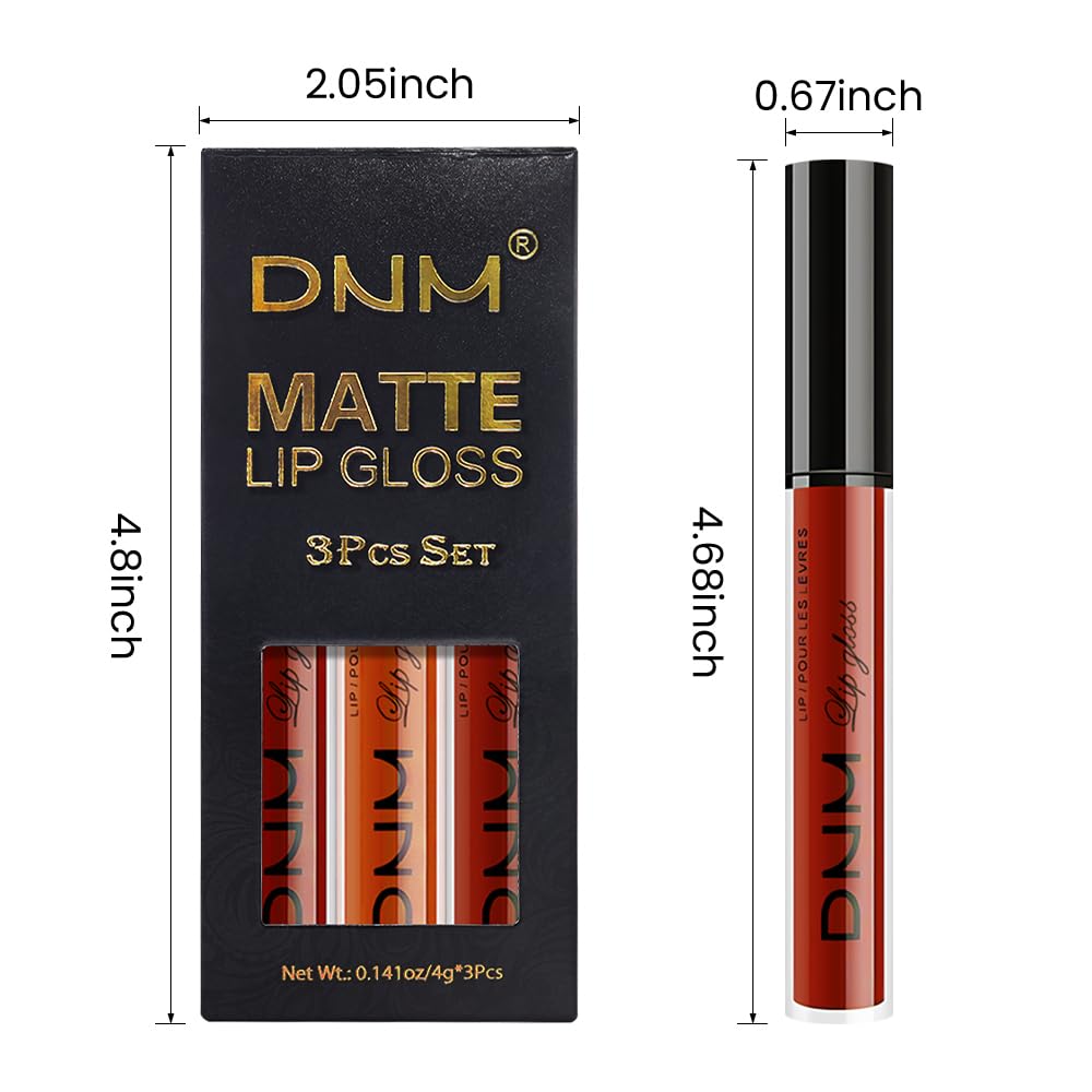 evpct 3Pcs Dark Orange Ruby Red Matte Liquid Lipstick Lip Stain Sets for Women, Matte Lipstick Long Lasting Waterproof Permanent 24 Hours original, Magic Lip Sticks Pack for Halloween Daily Makeup-Velvo Beauty