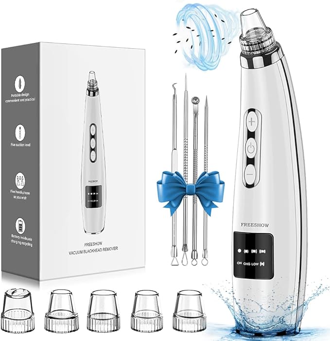 Blackhead Remover Pore Vacuum Upgraded Facial Pore Cleaner Electric Comedone Whitehead Extractor Tool-5 Suction Power,5 Probes,USB Rechargeable Blackhead Vacuum Kit for Women & Men-Velvo Beauty