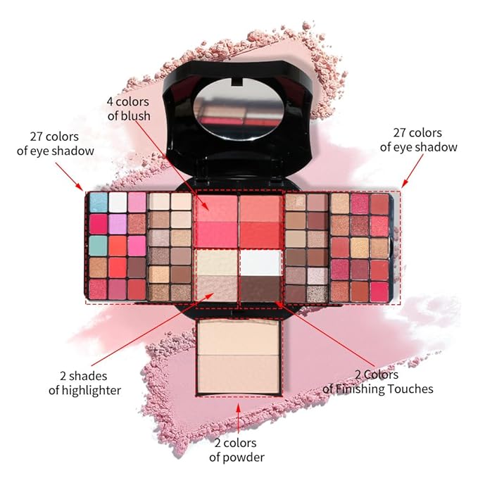 64 Colors cosmetic Kit Makeup Kit For Teens Make up Kits For Girls Makeup Palette Eyeshadow Makeup Mirror For Women Gift-Velvo Beauty