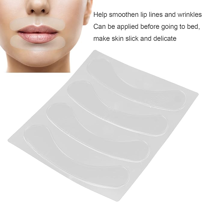 Lip Wrinkle Patches, Reusable Silicone Lip Anti-Wrinkle Pads Transparent for Smoothing Lip Wrinkles (4 Pcs)-Velvo Beauty