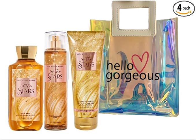 Bath & Body Works - 3 Piece Bundle - Spray - Body Cream - Shower Gel - Full Size and Gift Bag HELLO GORGEOUS (In The Stars)-Velvo Beauty