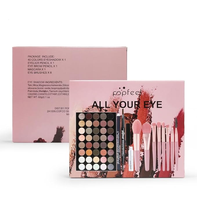 All in One Eyeshadow Palette Makeup Set, Makeup Kits with Makeup Brush Set, Mascara, Eyebrow Pen,Travel Makeup Bundle Holiday Surprising Makeup Gift Box for Women Girls, Vegan, Maquillage-Velvo Beauty
