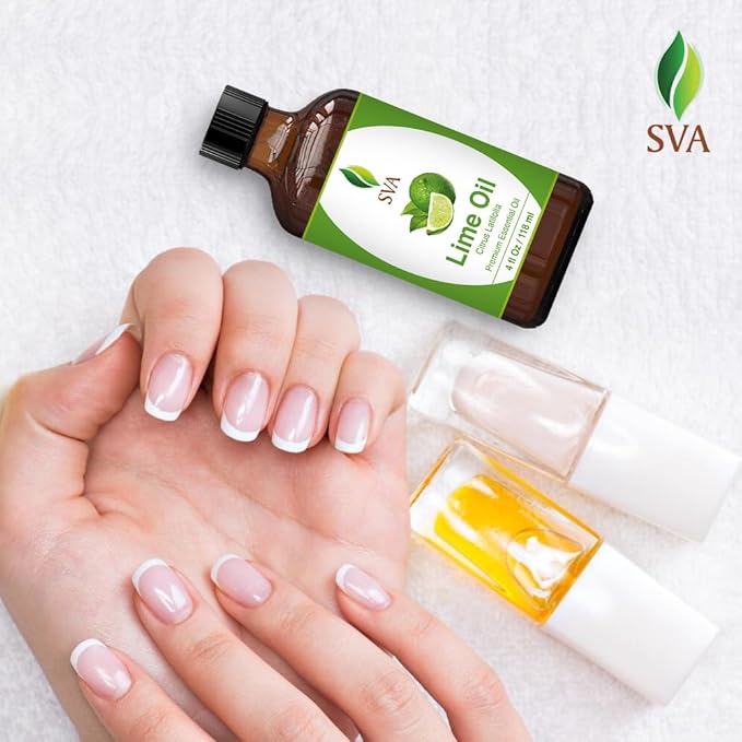 SVA Lime Essential Oil – 4 Fl Oz – 100% Natural Lime Oil - for Diffuser, Hair Care, Face, Skin Care, Aromatherapy, Scalp and Body Massage, Soap and Candle Making - with Dropper-Velvo Beauty
