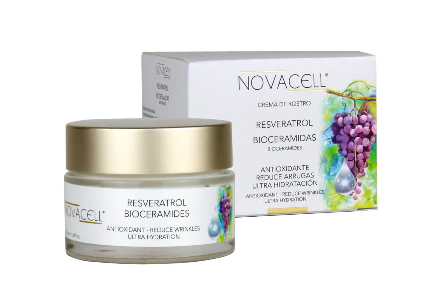 Resveratrol Face Moisturizer Cream with Ceramides - Nourishing, Keeps Moisture & Helps Elasticity, Firmness. Fills Expression Lines & Wrinkles - 50 ml-Velvo Beauty