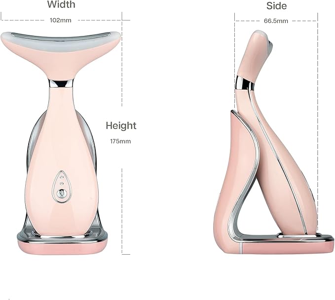 Lily Neck Face Massager, Face Sculpting Tool, Skin Rejuvenation Device with Thermal, Triple Action LED and Vibration, for Anti-Aging, Lifting and Tightening Sagging Skin (Pink)-Velvo Beauty