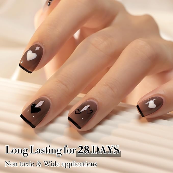 Double Rhythm 0.5Oz Translucent Gel Polish Sheer Neutral Natural Light Milky Same Color Same Bottle 15ML Jelly Gel Polish Nail Art DIY at Home (Black-A1366)-Velvo Beauty