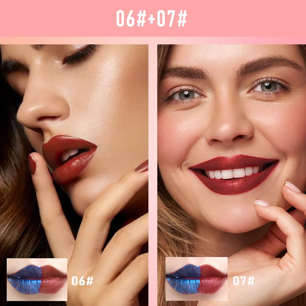 Lip Stain Peel Off Set–Long Lasting Waterproof Lip Tint, Smudge Proof Transfer Resistant Lip Stains Tattoo,High Pigment Matte Lip Color, Kiss Proof Peel Off Lip Stain Masque, Stay Lip Makeup 06+07-Velvo Beauty