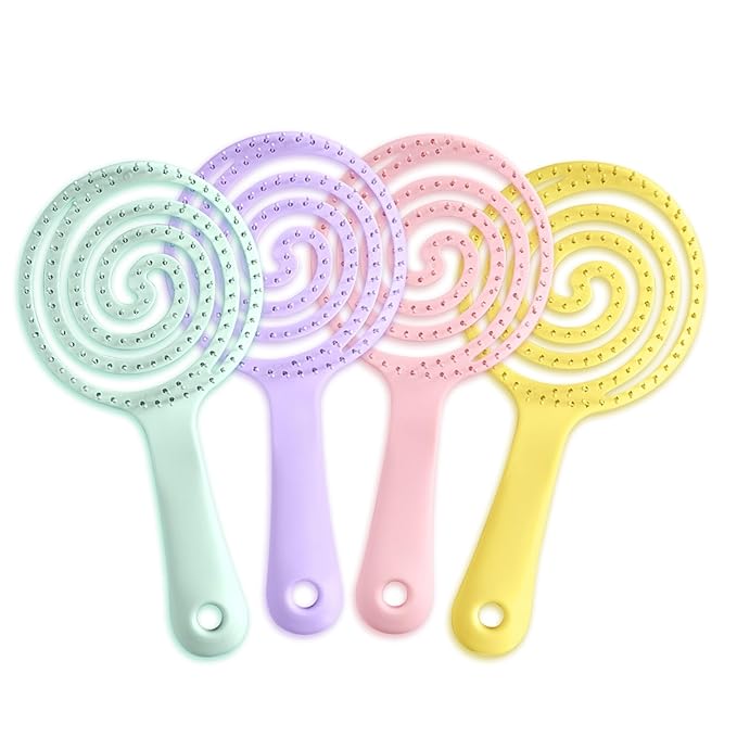 4 Pieces【Ultra-Soft】Baby Fine or Straight Hair Detangling Hair Brush for Kids【Skin-friendly material】Faster Blow Drying Styling Hair Detangling Brush with Flexible Bristles（Food grade ABS）Compact size-Velvo Beauty