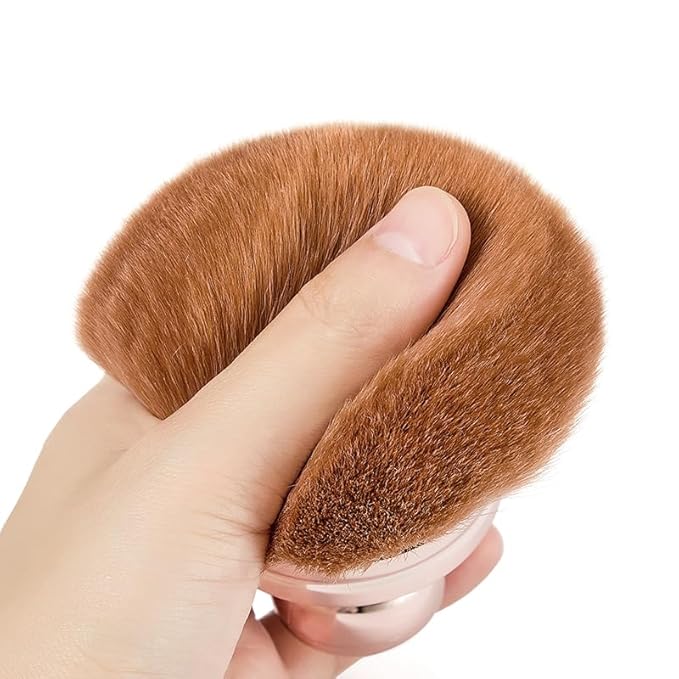Extra Large Kabuki Brush Set for Body and Face, for blush, loose powder manicure multi-functional and tanning, Gift for women with Velvet Bag(RoseGold 2pcs)-Velvo Beauty