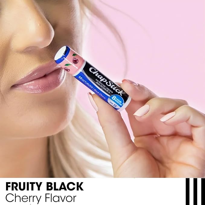 ChapStick Moisturizer Original, Black Cherry and Cool Mint Lip Balm Tubes Variety Pack, SPF 15 and Skin Protectant - 0.15 Oz (Pack of 3)-Velvo Beauty