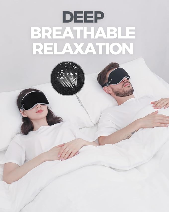 MZOO Luxury Sleep Mask for Back, Side Sleeper, Complete Light Blocking Sleeping Eye Mask Night Blindfold, 3D Zero Pressure & Spacious for Lash Extensions, Breathable Soft Eye Cover Flight Nap Travel-Velvo Beauty