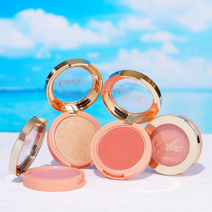 Oulac Shimmery Blush Makeup| 2 in 1 Powdery Cream Blush & Highlighter| Golden Hour Makeup Bronzer Illuminating | Rich Colors &Blendable | Vegan & Cruelty-Free| F08 Glow Gold 4.8g-Velvo Beauty
