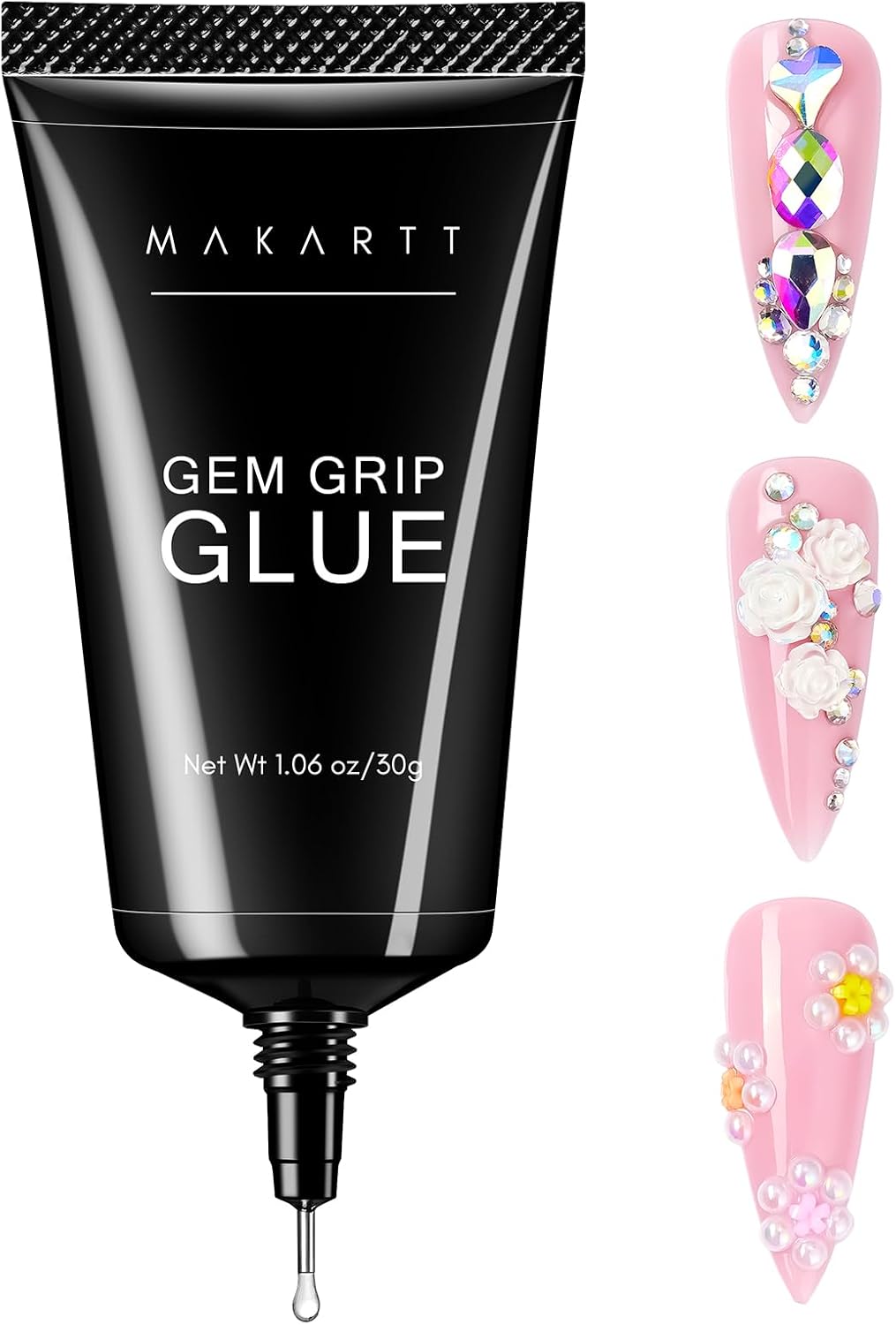 Makartt No Wipe Rhinestone Glue for Nails, 30G Super Strong Nail Charm Glue Bling Gel for 3D Decorations Nail Art Gems Jewelry Diamond for Nail Techs Supplies Beginners, Nail Lamp Required-Velvo Beauty
