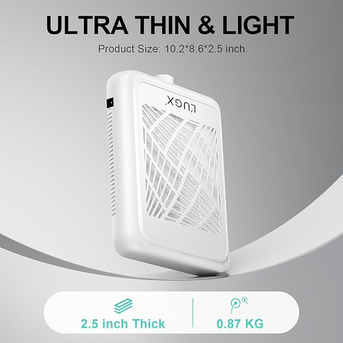 L'UGX Rechargeable Nail Dust Collector with 2 Reusable Filter, Professional Nail Vacuum Dust Collector Nail Tech Fan Extractor Powerful Suction Machine, Perfect for Home Salon Use-Velvo Beauty