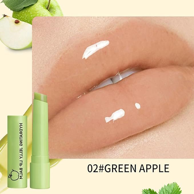 4 Colors Hydrating Jelly Lip Balm,Instantly Hydrate Lips Tinted Moisturizing Lip Balm For Dry Lips,Conditioning & Nourishing Lip Care Lip Moisturizer Fruit Lip Oil Jelly Lipstick (Green apple)-Velvo Beauty