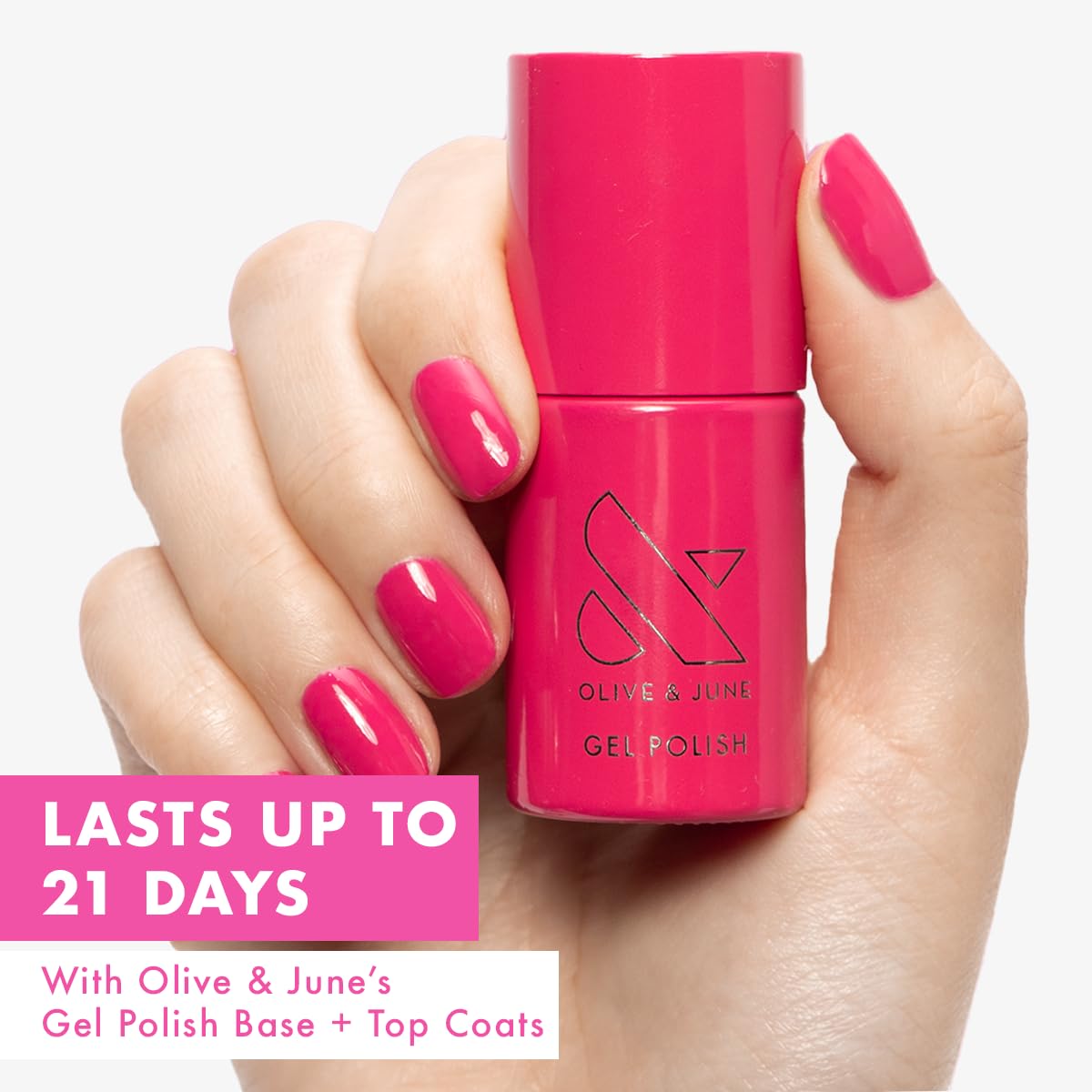Olive & June Gel Polish | UV LED Nail Lamp Needed | Long Lasting Formula | Up to 21 Days of Wear | Damage-Free Removal | Salon-Quality Manicure, Pedicure at Home | XOXO | Hot Pink-Velvo Beauty