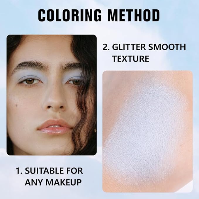 evpct Light Blue Matte Single Eyeshadow Palette, Pastel Sky Blue Natural Cream Powder Matte Eye Shadow Palette Makeup for Older Women, Highly Pigmented Mini Monochrome Eyeshadow Sombra Para Ojos-Velvo Beauty