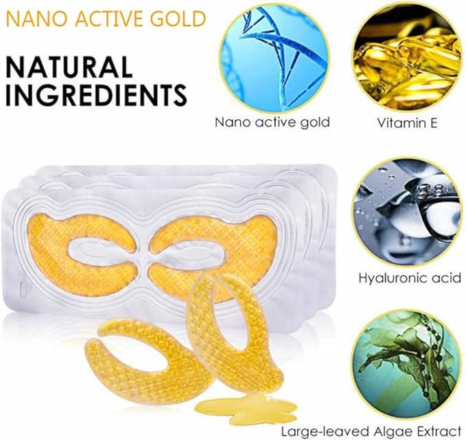 Gold Hydrogel Eye Mask Collagen Crystal Eye Mask Patches Anti-Aging Under Eye Pads - Reduce Wrinkles,Puffy Eyes,Dark Circles,Eye Bags - Moisturizer Eye Contour Mask, Improve Skin Elasticity | 5 Pairs-Velvo Beauty