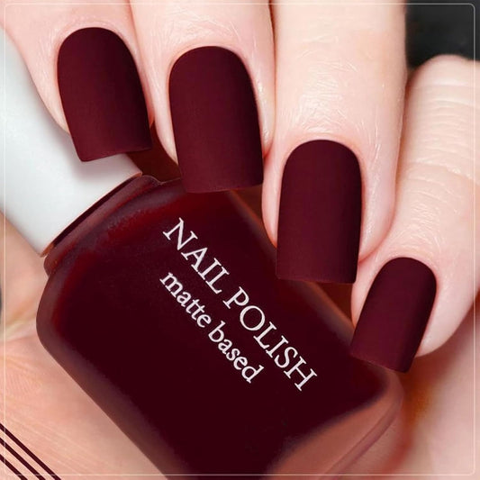 COSMOO 12ml Wine Red Matte Nail Polish, Deep Wine Red Quick Dry Nail Lacquer for Nail Art Varnish, 0.41 fl oz, Hot Pink-Velvo Beauty