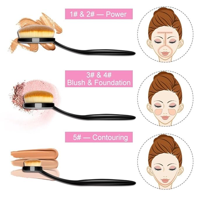 Yoseng Oval Makeup Brushes Set 10 Pcs Professional Oval Toothbrush Foundation Contour Concealer Eyeliner Blending Cosmetic Brushes Tool Set-With Box,Practical White Elephant Gift for Girls Women-Velvo Beauty