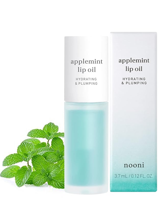 NOONI Korean Vegan Lip Oil - Applemint, 0.12 Fl Oz + Korean Lip Oil - Applepeony, 0.12 Fl Oz Bundle-Velvo Beauty