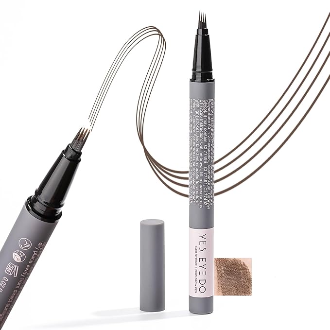 Black Brown Eyebrow Pencil with 4-Prong Micro-Fork Tip, Microblading Dark Brown Eyebrow Pen for Women, Create Natural, Defined Brows, 24H Long Wear YES.EYE DO (Shadow Granite-Black Brown)-Velvo Beauty