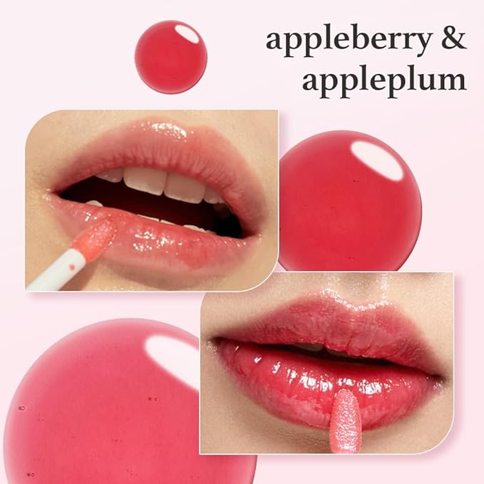 NOONI Korean Lip Oil Set - Appleberry & Appleplum | Long-Lasting, Moisturizing, Plumping, Revitalizing for Dry Lips, Waterproof, No Peel Off 0.12 FL Oz x 2ea-Velvo Beauty