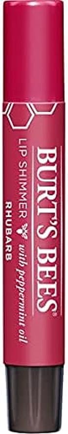 Burt's Bees Shimmer Lip Tint Set, Tinted Lip Balm Stick, Moisturizing for All Day Hydration with Natural Origin Glowy Pigmented Finish & Buildable Color, Rhubarb (4-Pack)-Velvo Beauty