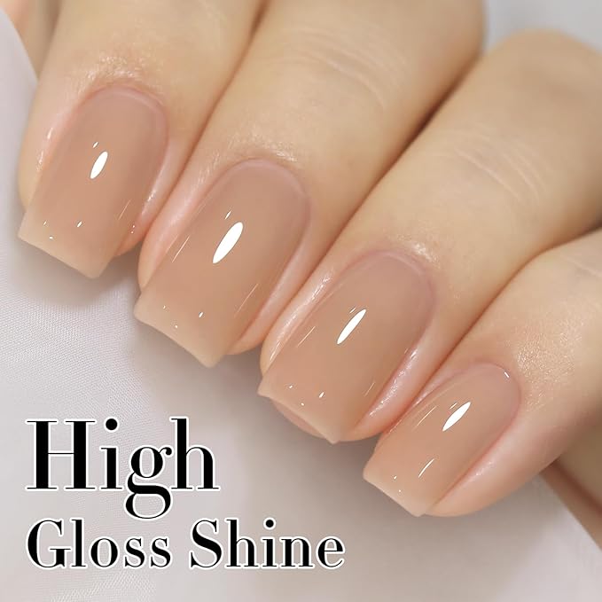 Double Rhythm 0.50 OZ Translucent Gel Polish Same Color Same Bottle Sheer Pastel Neutral Natural Milky 15 ML Jelly UV Nail Art DIY at Home (Translucent Tea-A1496)-Velvo Beauty