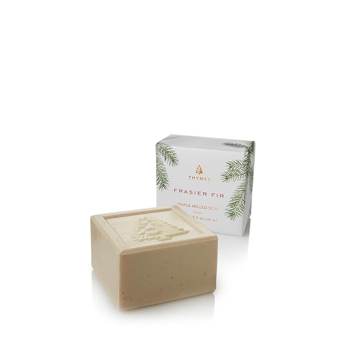 Thymes Frasier Fir Hand Cream, Travel Tin Candle Jar and Bar Soap Gift Set - Scented with Notes of Siberian Fir, Cedarwood, and Sandalwood - Luxury Home Fragrance Set - Hostess Gift for the Holidays-Velvo Beauty