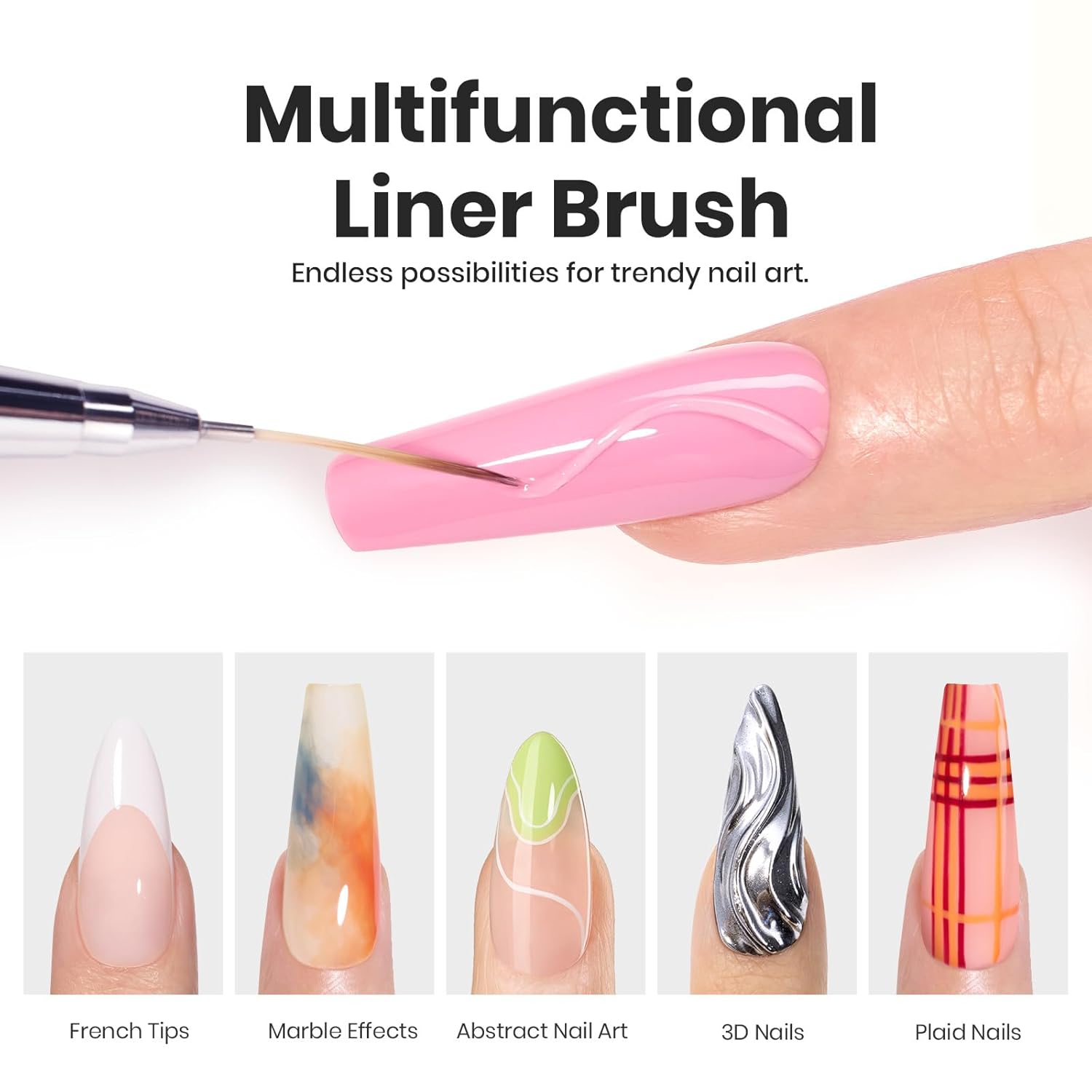 Beetles Nail Art Brushes, 1pcs Liner Brush Size 15mm Painting Art Design Manicure Pen Detachable Handle and Protect Cap Professional Nail Tools for Lines, Details, Fine Drawing-Velvo Beauty